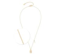 JEWELS BY LEONARDO Ciao Amarila Collier court en acier inoxydable doré avec pendentif médaillon avec pierres de zircone et pendentif en perles supplémentaires, 42-47 cm de long, bijou cadeau, 024451,