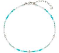 JEWELS BY LEONARDO Ciao Janni 023859 Chaîne de cheville délicate en acier inoxydable argenté avec perles de verre turquoise aqua 24-28 cm de longueur Cadeau pour femme, Eine Grösse, Acier inoxydable