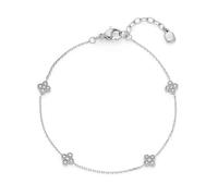 Jewels by Leonardo Ciao Lisette 025745 Bracelet en Acier Inoxydable argenté avec Quatre éléments en zircone cubique en Forme de Fleur 18-20,5 cm de Long Bijou Cadeau pour Femme