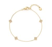 Jewels by Leonardo Ciao Lisette 025746 Bracelet en Acier Inoxydable doré, Quatre éléments en zircone cubique en Forme de Fleur, 18-20,5 cm de Long, Bijou Cadeau pour Femme