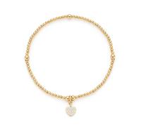 Jewels by Leonardo Ciao Noemi 025735 Bracelet élastique en Acier Inoxydable doré avec Petit Pendentif en Forme de cœur serti de Petites Pierres de Zirconium, 19,5 cm de Long, Bijou Cadeau pour Femme