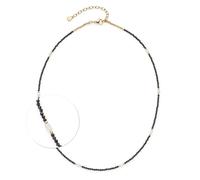 Jewels by Leonardo Ciao NOLA 025706 Collier en Acier Inoxydable doré avec Perles Blanches taillées en Verre Noir 42-47 cm de Long Bijou Cadeau pour Femme