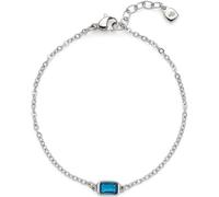 JEWELS BY LEONARDO Ciao Sophia Bracelet en acier inoxydable argenté, cristal de verre bleu, longueur 17-20 cm, bijoux pour femme, 024478, Eine Grösse, Acier inoxydable, Pas de gemme