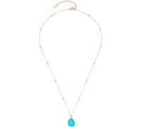 Leonardo Jewels Ciao Evi 023798 Collier mi-long en acier inoxydable doré avec pendentif en forme d'ancre miroir avec mini billes, pendentif en pierre de verre bleu azur, 50-55 cm de long, bijou pour