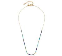 JEWELS BY LEONARDO Collier Ciao Lou • Chaîne fine en acier inoxydable doré • Perles de verre Miyuki en or, bleu et turquoise • 42-47 cm de longueur • Cadeau pour femme • 022981