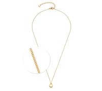 JEWELS BY LEONARDO Collier Ciao Philly • Chaîne gourmette courte en acier inoxydable doré • Pendentif anneau minimaliste • Longueur 45-50 cm • Bijou cadeau pour femme • 024982, 45 cm, Acier