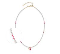 JEWELS BY LEONARDO Collier Ciao Pinky • Collier court de perles en acier inoxydable doré • Perles d'imitation grises et de verre en rose vif • 42-47 cm de longueur • Bijou cadeau pour femme • 024974,