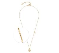 JEWELS BY LEONARDO Collier Ciao Satellite • Chaîne courte d'ancre ronde en acier inoxydable doré • Pendentif boule en nacre avec anneau stylisé • 45-50 cm de longueur • Bijou cadeau pour femme •