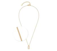 JEWELS BY LEONARDO Collier Ciao Tally • Chaîne gourmette courte en acier inoxydable doré • Pendentif mobile ovale en nacre • 42-47 cm de longueur • Bijou cadeau pour femme • 024978, 42 cm, Acier