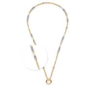 Jewels by Leonardo Collier Clip & Mix Bernie, Bijou de Cou en Acier Inoxydable doré, Perles taillées en Verre dans des Tons Blancs et Gris, 42-43,3 cm de Long, Bijou Cadeau pour Femme, 025573