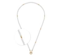 Jewels by Leonardo Collier Clip & Mix Christa, Bijou de Cou en Acier Inoxydable doré, Perles d'imitation Blanches avec éléments dorés, 70-71,3 cm de Long, Bijou Cadeau pour Femme, 025567