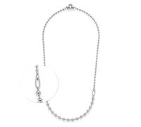 JEWELS BY LEONARDO Collier Clip & Mix Dotty • Chaîne boule moyenne en acier inoxydable argenté • Mélange de boules fines et puissantes • 60-61,3 cm de longueur • Bijou cadeau pour femme • 024922, 60