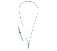 JEWELS BY LEONARDO Collier Donna • Longue chaîne sans fin en acier inoxydable doré • Perles de verre dans des tons turquoise doux • Pendentif pompon • 80 cm de long • Bijou cadeau pour femme • 024896,