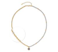 Jewels by Leonardo Collier Elaine, Bijou de Cou en Acier Inoxydable Bicolore, Perles en Acier Inoxydable argenté et doré, Pendentif en Agate, 45-50 cm de Long, Bijou Cadeau pour Femme, 025219