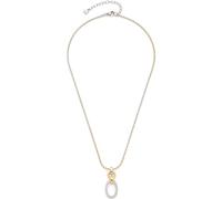 Leonardo Jewels Lena 023402 Collier en acier inoxydable, chaîne d'ancre ronde bicolore en or et argent, avec pendentif serti de pierres de zircone, longueur 42-47, bijou pour femme, 42 cm, Acier