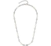 JEWELS BY LEONARDO Collier Lindi en acier inoxydable argenté - Maillons d'ancre de bateau en nacre et acier inoxydable - Longueur : 45-50 cm - Cadeau pour femme 023541, 45 cm, Acier inoxydable, Pas de