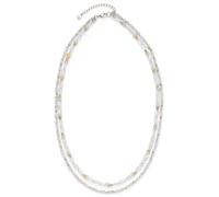 JEWELS BY LEONARDO Collier Marit 025962 - Collier en acier inoxydable bicolore - Perles rangées différentes dans des tons gris et bleu - Longueur : 45 à 50 cm - Cadeau pour femme