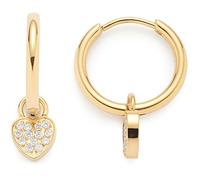 Leonardo Ciao Amila 022969 Boucles d'oreilles créoles en acier inoxydable avec pendentif en forme de cœur en oxyde de zirconium Doré 1,3 cm Couleur résistante, 1.8, Acier inoxydable, Pas de gemme