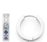 JEWELS BY LEONARDO Créoles Inca • 1 paire de créoles à charnière en acier inoxydable argenté • Pierres de zircone dans des tons bleus gradués • 024913, Eine Grösse, Acier inoxydable, Pas de gemme