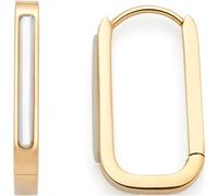 JEWELS BY LEONARDO Créoles Welda • 1 paire de créoles à charnière en acier inoxydable doré • Insert rectangulaire en nacre • 024710, Eine Grösse, Acier inoxydable, Pas de gemme