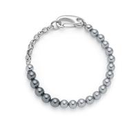 Jewels by Leonardo Dominique 024899 Bracelet en Acier Inoxydable argenté avec Perles d'imitation Grises 19,5 cm de Long Bijoux Cadeau pour Femme