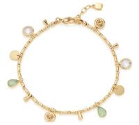 JEWELS BY LEONARDO Ella 023544 Bracelet en acier inoxydable doré Aspect bracelet à breloques Perles cylindriques avec pendentifs suspendus Longueur 18-20 cm Bijou pour femme