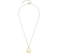 Jewels by Leonardo Ferrara 025765 Collier en Acier Inoxydable doré avec Pendentif Rond serti de zircones cubiques 45-50 cm de Long, Bijou Cadeau pour Femme