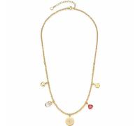 JEWELS BY LEONARDO Giselle 023214 Collier ancre en acier inoxydable doré 5 petits pendentifs avec différents motifs Longueur 45-50 cm Bijou cadeau pour femme