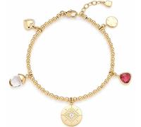 JEWELS BY LEONARDO Giselle 023215 Bracelet en acier inoxydable doré avec 5 petits pendentifs avec différents motifs Longueur 18-20 cm Bijou cadeau pour femme, Eine Grösse, Acier inoxydable, Pas de