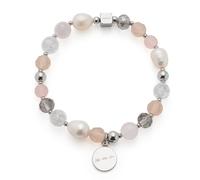 Jewels by Leonardo Hope 025928 Bracelet élastique en Acier Inoxydable argenté, Perles de Verre, d'agate et d'eau Douce, 19,5 cm de Long, Bijou Cadeau pour Femme