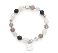 Jewels by Leonardo Hope 025933 Bracelet élastique en Acier Inoxydable argenté, Perles de Verre, d'agate et d'eau Douce, 19,5 cm de Long, Bijou Cadeau pour Femme