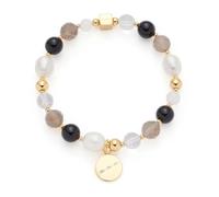 Jewels by Leonardo Hope 025935 Bracelet élastique en Acier Inoxydable doré, Perles de Verre, d'agate et d'eau Douce, 19,5 cm de Long, Bijou Cadeau pour Femme