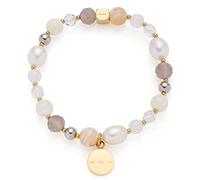 Leonardo Jewels Hope 022633 Bracelet élastique pour femme avec pendentif en agate d'eau douce et perles nacrées Doré 20,5 cm, Eine Grösse, Acier inoxydable, Pas de gemme