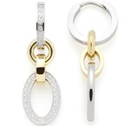Leonardo Jewels Creole Lena 023404 Paire de boucles d'oreilles pendantes en acier inoxydable bicolore avec pierres de zircone, Eine Grösse, Acier inoxydable, Pas de gemme