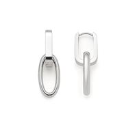 JEWELS BY LEONARDO Mathilde 026119 Paire de boucles d'oreilles créoles en acier inoxydable argenté Pendentif maillon amovible Chunky Chain Look Bijoux Cadeau pour les femmes