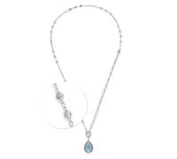 JEWELS BY LEONARDO Parure de bijoux Clip & Mix Vicky • 3 pièces Collier 50 cm • Bracelet 18,5 cm • Pendentif 3,7 cm • Pierres en verre à facettes transparentes et bleues • Acier inoxydable barbu