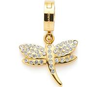JEWELS BY LEONARDO Pendentif Clip & Mix Elisabeth • Pendentif en acier inoxydable doré • Libellule stylisée avec sertissage pavé • Bijou cadeau pour femme • 024964, 2,2 cm, Acier inoxydable, Pas de