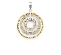 JEWELS BY LEONARDO Pendentif Clip & Mix Geometria • Pendentif en acier inoxydable tricolore • Éléments anneaux avec nacre et crise en verre • Clip M (4,8 mm de diamètre) • Bijou cadeau pour femme