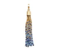 JEWELS BY LEONARDO Pendentif Clip & Mix Lou • Pendentif chaîne en acier inoxydable doré • Pompon en boules dorées brillantes et perles dans des tons bleus métalliques • Clip M (4,8 mm de diamètre