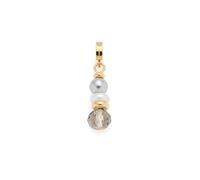 JEWELS BY LEONARDO Pendentif Clip & Mix Pauly • Pendentif en acier inoxydable doré • Perles de verre et d'imitation enfilées dans les tons gris • Clip S (3,5 mm de diamètre) • Bijou cadeau pour femme