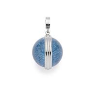 JEWELS BY LEONARDO Pendentif Clip & Mix Snowball • Pendentif en acier inoxydable argenté • Grande perle en cristal bleu jean aspect craquelé • Clip M (4,8 mm de diamètre) • Bijou cadeau pour femme