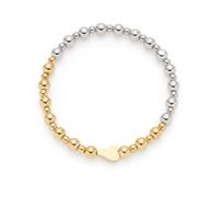Jewels by Leonardo Philine 025337 Bracelet élastique en Acier Inoxydable Bicolore avec Perles en Acier Inoxydable argentées et dorées, 19 cm de Long, Bijou Cadeau pour Femme