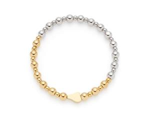 Jewels by Leonardo Philine 025337 Bracelet élastique en Acier Inoxydable Bicolore avec Perles en Acier Inoxydable argentées et dorées, 19 cm de Long, Bijou Cadeau pour Femme