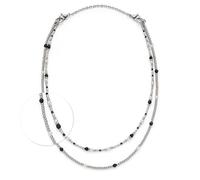 Jewels by Leonardo Sabine 024912 Collier en Acier Inoxydable argenté avec Perles Noires et Blanches Longueur 50-82 cm Bijou Cadeau pour Femme