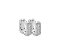 JEWELS BY LEONARDO Sarah 025422 Paire de boucles d'oreilles créoles en acier inoxydable argenté avec trois rangées de zircons cubiques