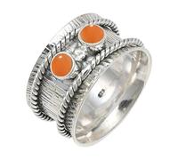 JEWELSTREZORO Bague en argent sterling 925 avec pierre précieuse faite à la main - Article cadeau pour homme et femme - TSR146AA, 48 (15.3), Métal précieux Pierre précieuse, Pierre de lune pêche