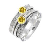 JEWELSTREZORO Bague en argent sterling 925 avec pierre précieuse faite à la main - Cadeau pour hommes et femmes - Toutes les tailles TSR151AA, 56 (17,8), Métal précieux Pierre précieuse, Saphir jaune
