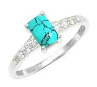 JEWELSTREZORO Bague en argent sterling 925 avec pierres précieuses Turquoise de synthèse pour hommes et femmes bijoux TSR1239BU_6 (52 (16.6))
