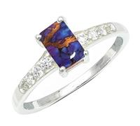 JEWELSTREZORO Bague en argent sterling 925 avec pierres précieuses Turquoise violette cuivrée pour hommes et femmes bijoux TSR1239BK_13 (59 (18.8))