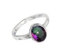 JEWELSTREZORO Bague en argent sterling 925 avec topaze mystique - Pour homme et femme - Fait main - Toutes les tailles - TSR1078AG_21 (67 (21,3)), 67 (21.3), Métal précieux Pierre précieuse, Topaze
